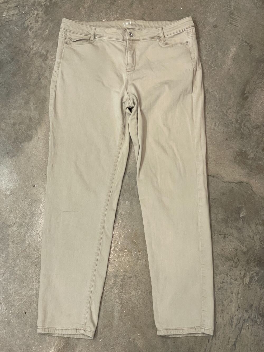 J.Jill Slim Boyfriend Jeans Pants Womens 12 Tan Stretch Straight Fit Casual